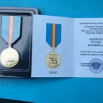 Presentation of a medal dedicated to the 30th anniversary of the independence of Kazakhstan.